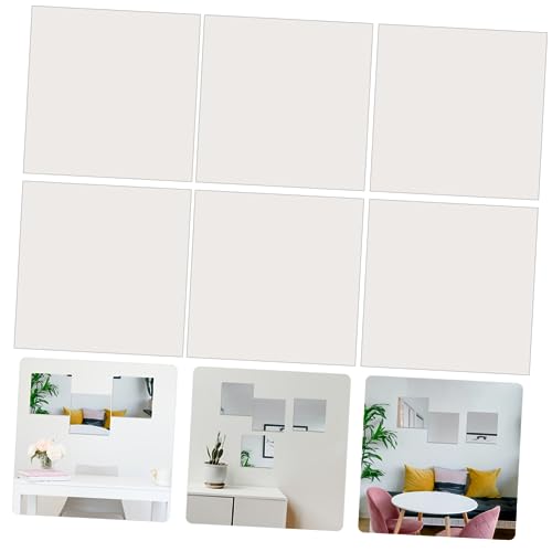 PRETYZOOM 6 Peças adesivo de espelho quadrado para quarto adesivo de espelho quadrado para decoração