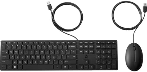 HP Wired Desktop 320MK Mouse and Keyboard - USB Cable Keyboard - English - Black - Cable Mouse - Black - Compatible with PC image 5