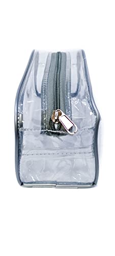 Image of iShine Multipurpose Travel Morning Zipper Pouch for Men and Women Transparent Medium (Pack of 1, Silver)