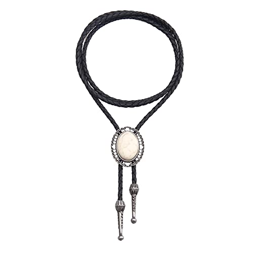 Image of Jeilwiy Bolo Tie for Men Western Cowboy Tie Necklace Gold Bolo Tie Leather Necktie Halloween Tie Accessories for Women
