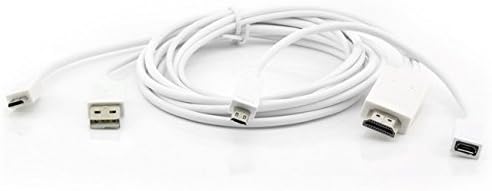 Saxonia MHL to HDMI Adapter Cable for Huawei Smartphone, Tablet (Micro USB 5 / 11 pin) Full HD Image + Sound transmission White