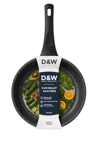 Generic D&W Premium Nonstick Skillet and Fry Pan Deane White Cookware - 9.5 inch/11 inch - Skillets Sauce Pans Pots & Frying Pan (9 5 Black Handle)