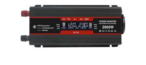 1500W/2000W/2600W Display LCD DC 12V A AC 220V Solare 2 USB Trasformatore Auto Convertitore Presa UE Inverter Potenza A Onda Sinusoidale Modificata Inverter Convertitore(12V 220V 2600W)