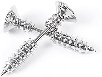 Punk Ttitanium Stainless Steel Screw Earrings Piercing Stud for Men Women Halloween Rock Hypoallergenic Jewelry - Image 3