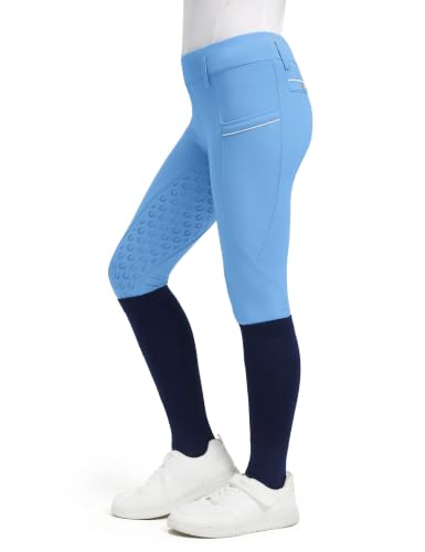 Image of FitsT4 Sports Girls Horse Riding Pants Full Seat Equestrian Pants Pockets