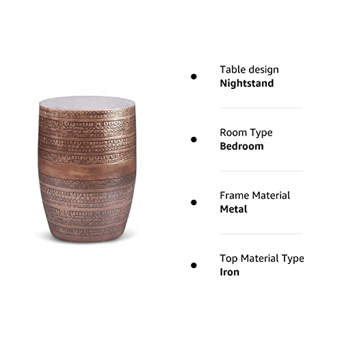 Simplihome Johnsen Contemporary 15 Inch Wide Metal Large Accent Side Table In Antique Copper, Fully Assembled, End, Bedside Table And Nightstand, For The Living Room And Bedroom #TOP5