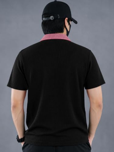 Image of EYEBOGLER Premium Textured Self-Design Half Sleeve Collar Polo T-Shirt for Men || Packs Also Available