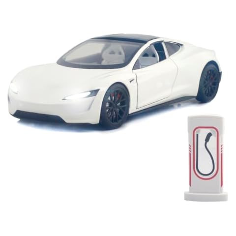 Ailejia 1/24 Roadster Alloy Car Model Toy Sports Car Die-Cast Pull Back Vehicles with Light and Sound Diecast Car Model Car Toys Roadster Model Car Toy for Kids Birthday Gift (White) Cover