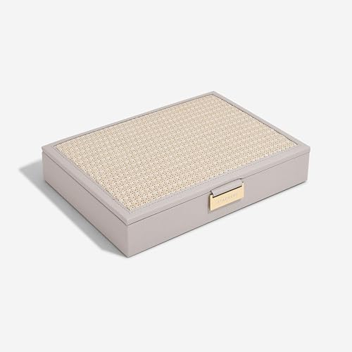 Tapa clásica de rafia gris pardo Stackers para evitar enredos y proteger joyas 4