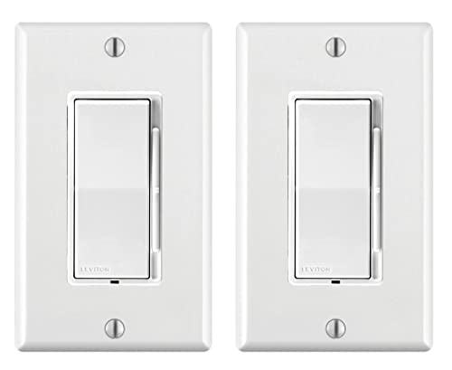 Leviton - Leviton Decora 2-Pack Universal Rocker Dimmer with Slide Bar, DSL06-PK2, White