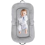 Cococu Baby Lounger for Newborn,0-12 Months,Foldable Soft Infant Lounger Pillow for Home and Travel, Baby Nest Lounger with Cover,Multi-Use Portable Baby Lounger for Supervised Play&Tummy Time, Grey