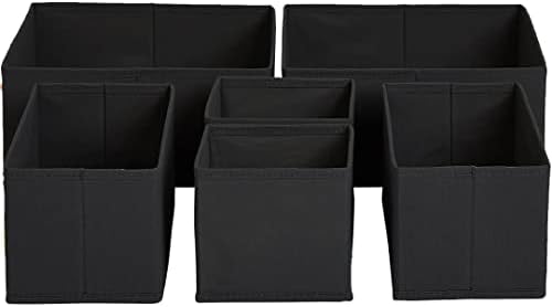 Closet Clothing Organizer & Drawer Underwear Divider, 6 Set (Black)