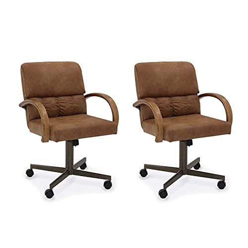Chromcraft Douglas Swivel Dining Arm Chair in Chestnut and Bronze (Set of 2)