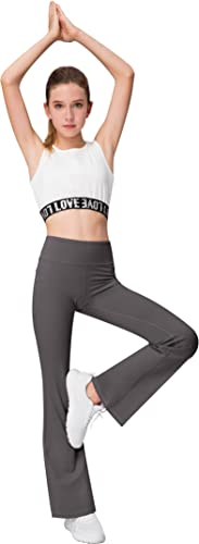 AENLLEY Girl Yoga Flare Wide Leg Tummy Control Stretchy Pants for Causal with Pockets 3 Pack - Image 5