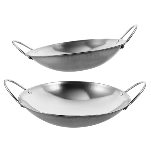 Wok de acero inoxidable grueso con dos asas PRETYZOOM 2 piezas miniatura 1