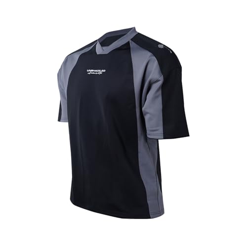 UN-Unshackled American Casual Loose Fit Rugby Shirt for Men and Women, Breathable and Sweat Short Sleeve T-Shirt (US, Alpha, X-Large, Regular, Regular, Black)