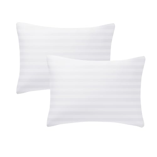 Image of 100% Cotton Toddler Pillow Protectors with Invisible Zipper, 600 Thread Count Sateen Wave Soft Breathable Hypoallergenic Nursery Pillowcases for Kids, 13x18 Inches, Set of 2