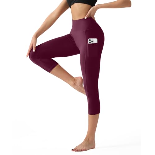 Image of YUDSUD High Waisted Leggings for Women with Pockets - Tummy Control Capris Yoga Pants for Workout Running Athletic Cycling