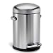 simplehuman Round Retro Step Trash Can, Stainless Steel, 4.5 L / 1.2 Gal