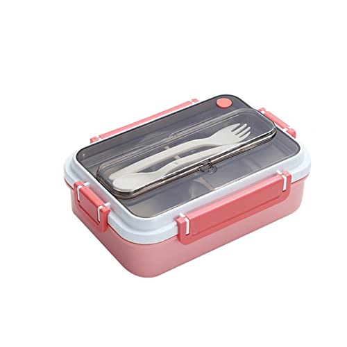 Bento Boxes Lonchera de acero inoxidable Bento Box Picnic Contenedores de almacenamiento de alimentos con tapas Vajilla (Color: Rosa)
