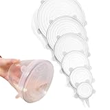 Conjunto 6 Tampas Silicone Premium Universais Potes Vasilhas Vedagem Completa Armazenar Alimentos