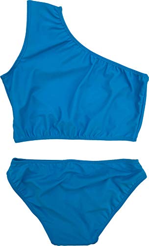 Image of Cheryl Creations Kids Girl's Black Cute & Comfortable Two Piece One Shoulder Bathing Suit Bikini | Swimsuit
