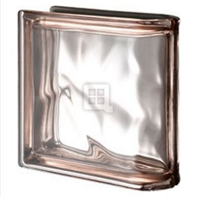 7.5 x 7.5 x 3 Pink Wave Pegasus Metalized Pink Wave End Block Glass Block