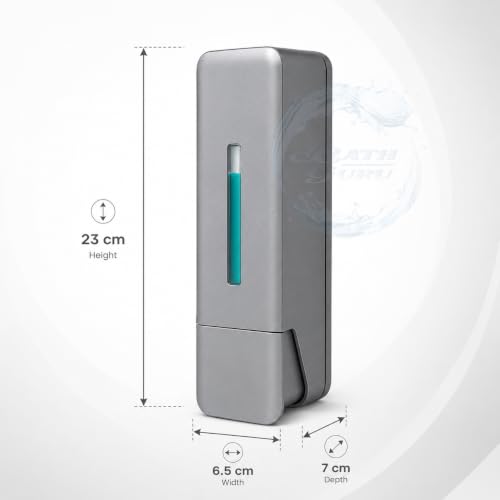 Image of BATH GURU ABS Liquid Soap Dispenser for Bathroom Wash Basin | Kitchen Sink | 350ml Heavy Duty Refillable Wall-Mounted Handwash Dispenser for Home,Offices, Hotels, and Commercial Washrooms (Gun Grey)