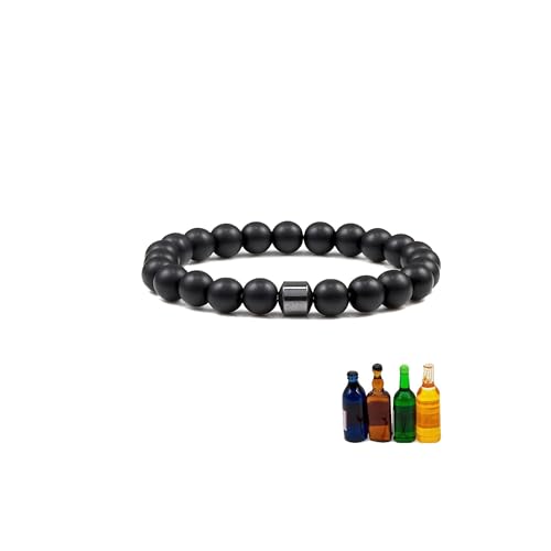 HLZMZQF Glame Anti Alcohol Bracelet for Women Men Beaded Sobriety Bracelets Adjustable Hemys Hematite Reduce the Urge to Drink Cravings Relieve Anxiety Stress Jewelry Gift (Bracelet-B)