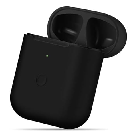 CIVPOWER Wireless Charging Case Compatible with AirPods 1 2，Air pods Charger Case Replacement with Bluetooth Pairing Sync Button，no Aipods(Black) Cover