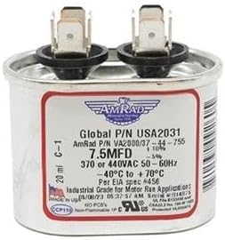 Lennox 22W79-7.5 uf MFD 370/440 Volt VAC AmRad Oval Run Capacitor, Made in The U.S.A.