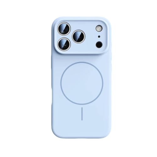 Coque iPhone 17 Pro silicone bleu clair magnétique douce