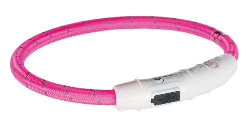 TRIXIE Leuchtring für Hunde XS-S, 35 cm, pink – Leuchtendes Hundehalsband, ideal für Spaziergänge im Dunkeln – Aufladbar und individuell einstellbar - 12706