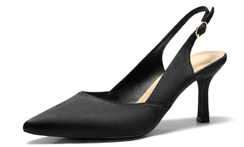 Image of Womens Slingback Kitten Heels Closed Pointed Toe Pumps Dress Shoes