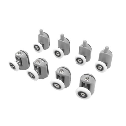 Juego de 4 a 8 poleas for cabinas ducha, rodillos, guías, ruedas y 20, 22, 23, 25 27 mm diámetro para puerta corredera de cristal baño(4 upper 4pcs lower,25MM_6MM)