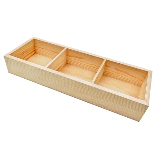Anktily - Scatola divisoria in legno non finita con 3 scomparti, scatola espositiva, organizer per calzini, custodia per biancheria intima, vassoio espositivo in legno per gioielli, oggetti da