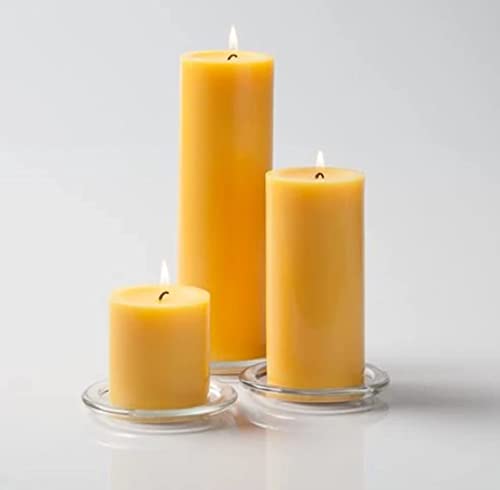 Image of Paraffin Wax Pillar Candles Perfect for Decoration of Dinner, Wedding Parties, Church, Spa, Restaurant, Smokeless Dripless Long Lasting(Set of 3, 2,3,4 inches)(Yellow)