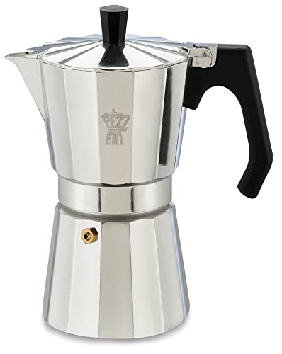 Pezzetti, Luxexpress Caffettiera 6 Tazze in Alluminio, Manico Ergonomico Resistente al Calore, Per Piani a Gas, Elettrici e Vetroceramica