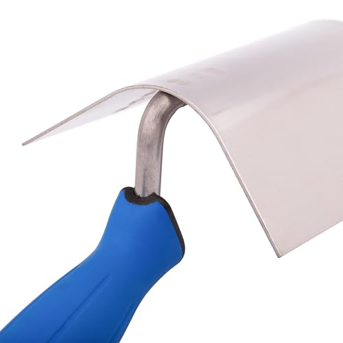 MIVOS Eckenkelle 120 x 95 mm - Rundkelle - Kantenkelle - Inneneckenkelle aus Edelstahl - Innen und Außen Eckspachtel mit Softgriff - Außeneckenkelle - Made in EU - Blau