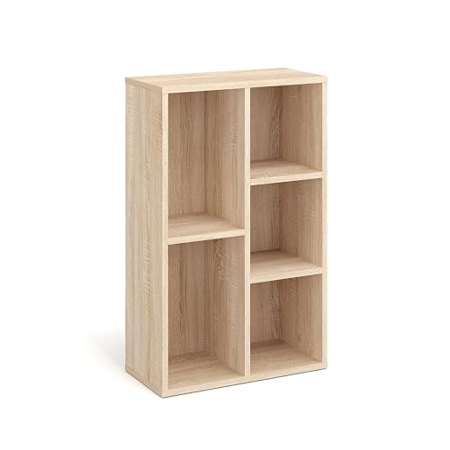 KOMTO Bücherregal Sonoma Eiche - Bücherschrank Regal Schmal mit 5 Fächern für Wohnzimmer, Kinderzimmer, Schlafzimmer | Book Shelf Sola 50B x 24T x 80H cm