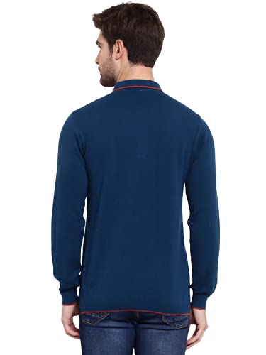 Image of Kalt Mens Basic Solid Full Sleeves Polo Cotton Blend Knitted Regular Fit Polo-Neck T-Shirts with Collar Stylish