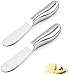 2PCS Cuchillo de mantequilla,Esparcidor de Queso y Mantequilla de hoja de acero inoxidable con mango ergonómico pulido con espejo, ideal para el hogar de la cocina, color plateado
