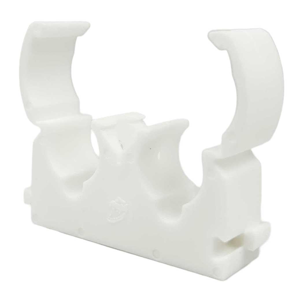 Pepte White 50 X 15Mm Hinged Double Pipe Clips Plastic 50 Pack