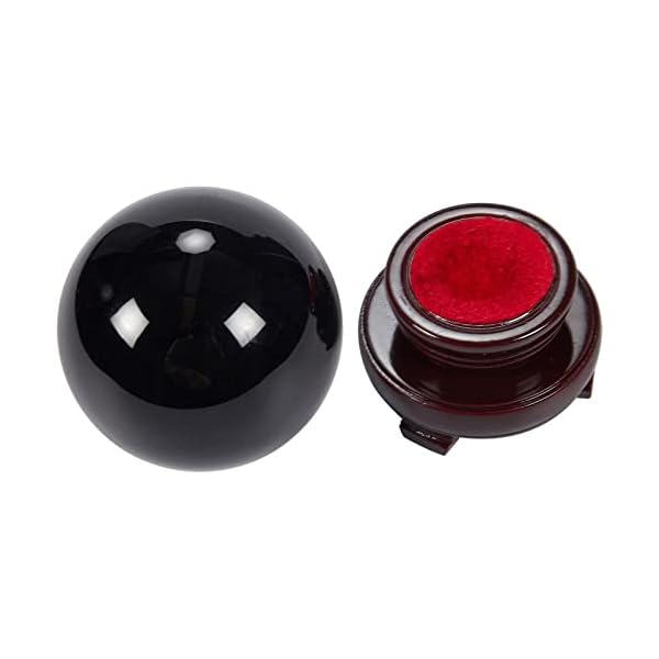 Hochwertige Schwarze Kristallkugel von Juvale - Mit Holzsockel - Ideal für Meditation, Feng Shui, zur Dekoration… – Bild 4