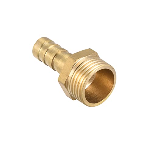 QUARKZMAN 8mm Raccord cannelé à G3/8 Filet Mâle Tuyau x 1PCS Droit Laiton Raccord cannelé Tuyau pour Air Eau Carburant Pneumatique Tuyau, Or