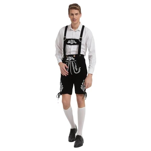 Pantalon tyrolien homme broderie blanche costume Oktoberfest