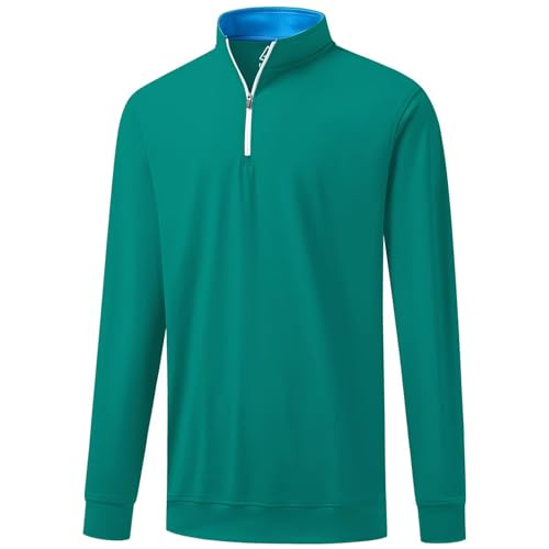 DEOLAX Mens Quarter Zip Pullover Solid 1/4 Zip Pullover Mens