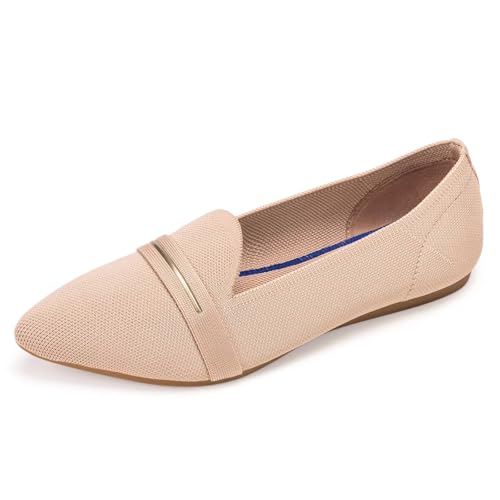 Image of Frank Mully Women's Casual Loafer Flats Slip On Loafer Shoes Comfortable Knit Flat Shoes Classics Pointy Toe Loafer Flats,for Work,Travel