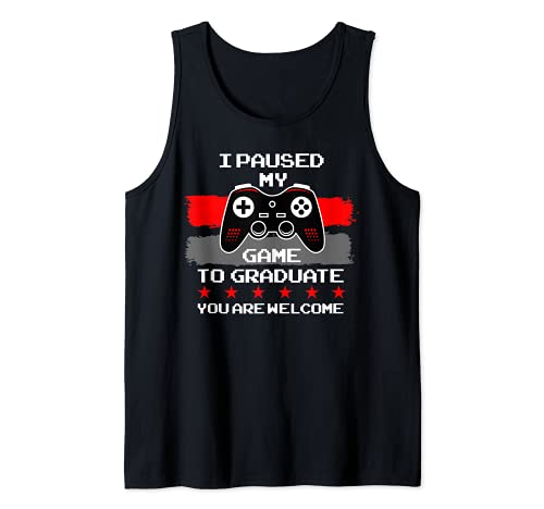 I Paused My Game To Graduate 2021 Graduation Video Game Pc Tank Top, Black