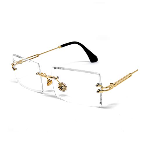 Street Knitted Men's Rectangular Luxury Vintage Retro Gold Clear Lens Fashion Hip Hop Glasses